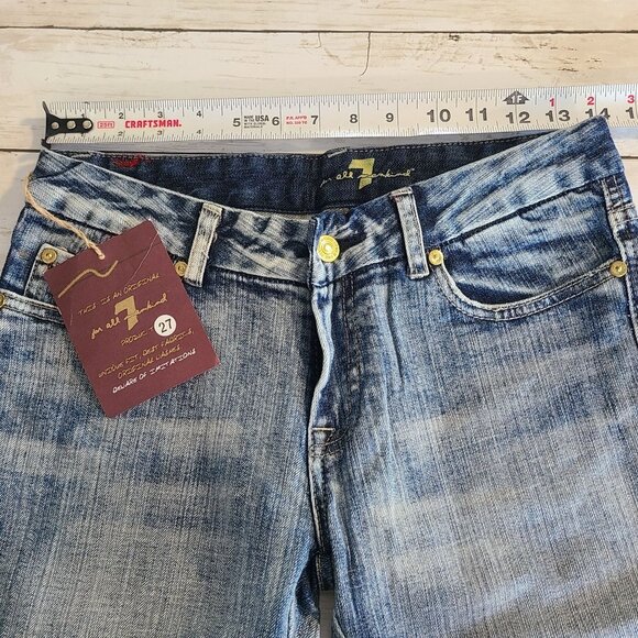 7 For All Mankind Embroidered Bootcut Ombre Jeans NEW 27 Blue Denim Wash - Picture 5 of 12